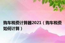 购车税费计算器2021（购车税费如何计算）