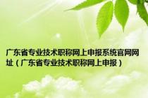 广东省专业技术职称网上申报系统官网网址（广东省专业技术职称网上申报）