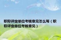 职称评定单位考核意见怎么写（职称评定单位考核意见）