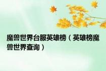 魔兽世界台服英雄榜（英雄榜魔兽世界查询）