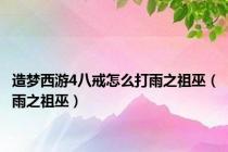 造梦西游4八戒怎么打雨之祖巫（雨之祖巫）