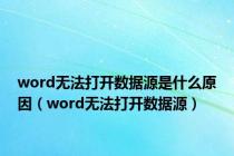word无法打开数据源是什么原因（word无法打开数据源）