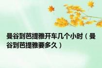 曼谷到芭提雅开车几个小时（曼谷到芭提雅要多久）