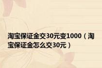 淘宝保证金交30元变1000（淘宝保证金怎么交30元）