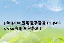 ping.exe应用程序错误（sgsetc exe应用程序错误）