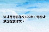 这才是青春作文600字（青春让梦想绽放作文）