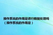 操作系统的作用是进行数据处理吗（操作系统的作用是）