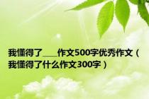 我懂得了____作文500字优秀作文（我懂得了什么作文300字）