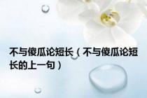 不与傻瓜论短长（不与傻瓜论短长的上一句）