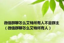 微信群聊怎么艾特所有人不是群主（微信群聊怎么艾特所有人）