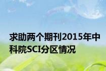 求助两个期刊2015年中科院SCI分区情况
