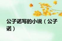 公子诺写的小说（公子诺）