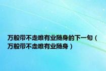 万般带不走唯有业随身的下一句（万般带不走唯有业随身）
