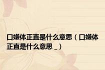 口嫌体正直是什么意思（口嫌体正直是什么意思 _）