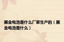 黑金电池是什么厂家生产的（黑金电池是什么）