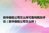新华保险公司怎么样可靠吗网友评论（新华保险公司怎么样）