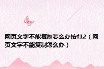 网页文字不能复制怎么办按f12（网页文字不能复制怎么办）