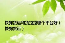 快狗货运和货拉拉哪个平台好（快狗货运）