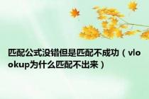 匹配公式没错但是匹配不成功（vlookup为什么匹配不出来）
