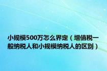 小规模500万怎么界定（增值税一般纳税人和小规模纳税人的区别）