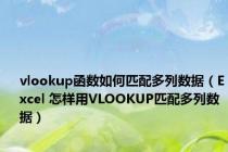 vlookup函数如何匹配多列数据（Excel 怎样用VLOOKUP匹配多列数据）