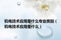 机电技术应用是什么专业类别（机电技术应用是什么）