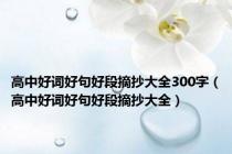 高中好词好句好段摘抄大全300字（高中好词好句好段摘抄大全）