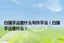 白描手法是什么写作手法（白描手法是什么）