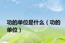 功的单位是什么（功的单位）