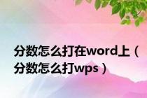 分数怎么打在word上（分数怎么打wps）