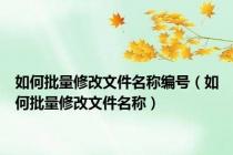 如何批量修改文件名称编号（如何批量修改文件名称）