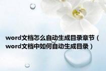word文档怎么自动生成目录章节（word文档中如何自动生成目录）