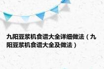 九阳豆浆机食谱大全详细做法（九阳豆浆机食谱大全及做法）