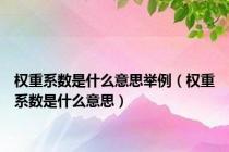 权重系数是什么意思举例（权重系数是什么意思）