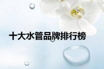 十大水管品牌排行榜