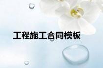 工程施工合同模板