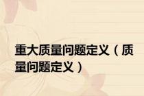 重大质量问题定义（质量问题定义）