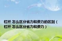 杠杆 怎么区分省力和费力的区别（杠杆 怎么区分省力和费力）