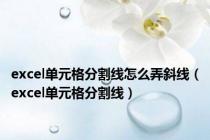 excel单元格分割线怎么弄斜线（excel单元格分割线）