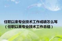任职以来专业技术工作成绩怎么写（任职以来专业技术工作总结）