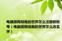 电脑版网易我的世界怎么注册新账号（电脑版网易我的世界怎么改名字）