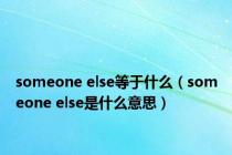 someone else等于什么（someone else是什么意思）