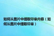 如何从图片中提取印章内容（如何从图片中提取印章）