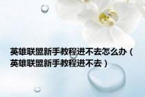 英雄联盟新手教程进不去怎么办（英雄联盟新手教程进不去）