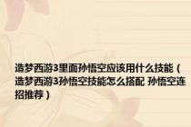 造梦西游3里面孙悟空应该用什么技能（造梦西游3孙悟空技能怎么搭配 孙悟空连招推荐）