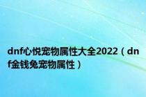 dnf心悦宠物属性大全2022（dnf金钱兔宠物属性）