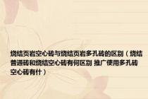 烧结页岩空心砖与烧结页岩多孔砖的区别（烧结普通砖和烧结空心砖有何区别 推广使用多孔砖 空心砖有什）