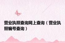 营业执照查询网上查询（营业执照编号查询）
