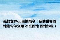我的世界op圈地指令（我的世界圈地指令怎么用 怎么圈地 圈地教程）
