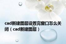 cad新建图层设置完窗口怎么关闭（cad新建图层）